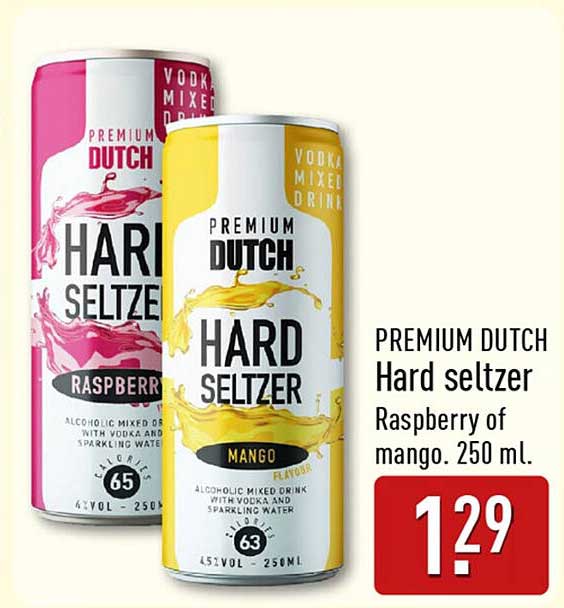 PREMIUM DUTCH Hard seltzer Raspberry of mango. 250 ml.