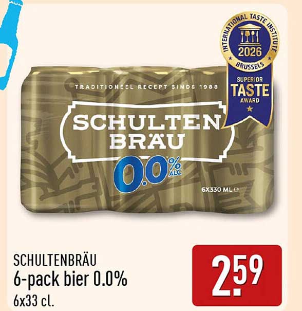 SCHULTENBRÄU 6-pack bier 0.0% 6x33 cl.