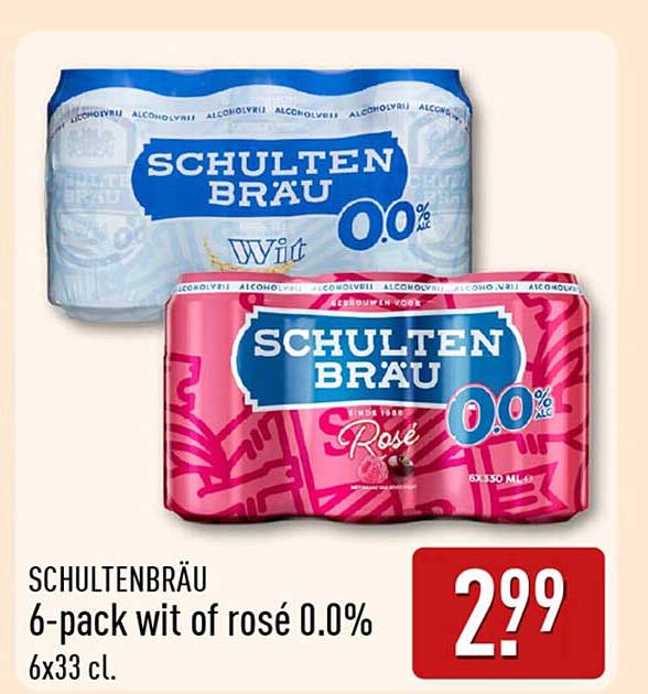 SCHULTENBRÄU 6-pack wit of rosé 0.0% 6x33 cl.