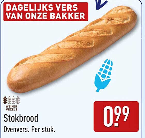 Stokbrood Ovenvers. Per stuk.