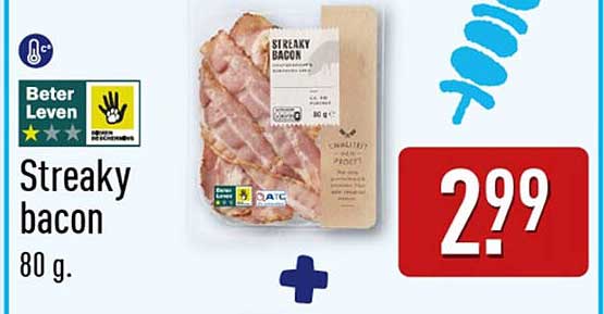 Streaky bacon 80 g.