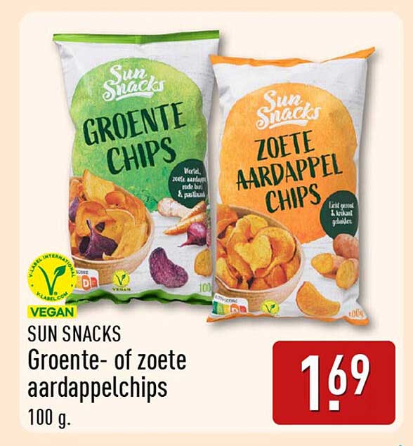 SUN SNACKS Groente- of zoete aardappelchips