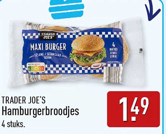 TRADER JOE'S Hamburgerbroodjes 4 stuks.