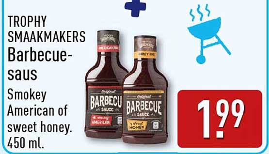 TROPHY SMAAKMAKERS Barbecue-saus Smokey American of sweet honey. 450 ml.