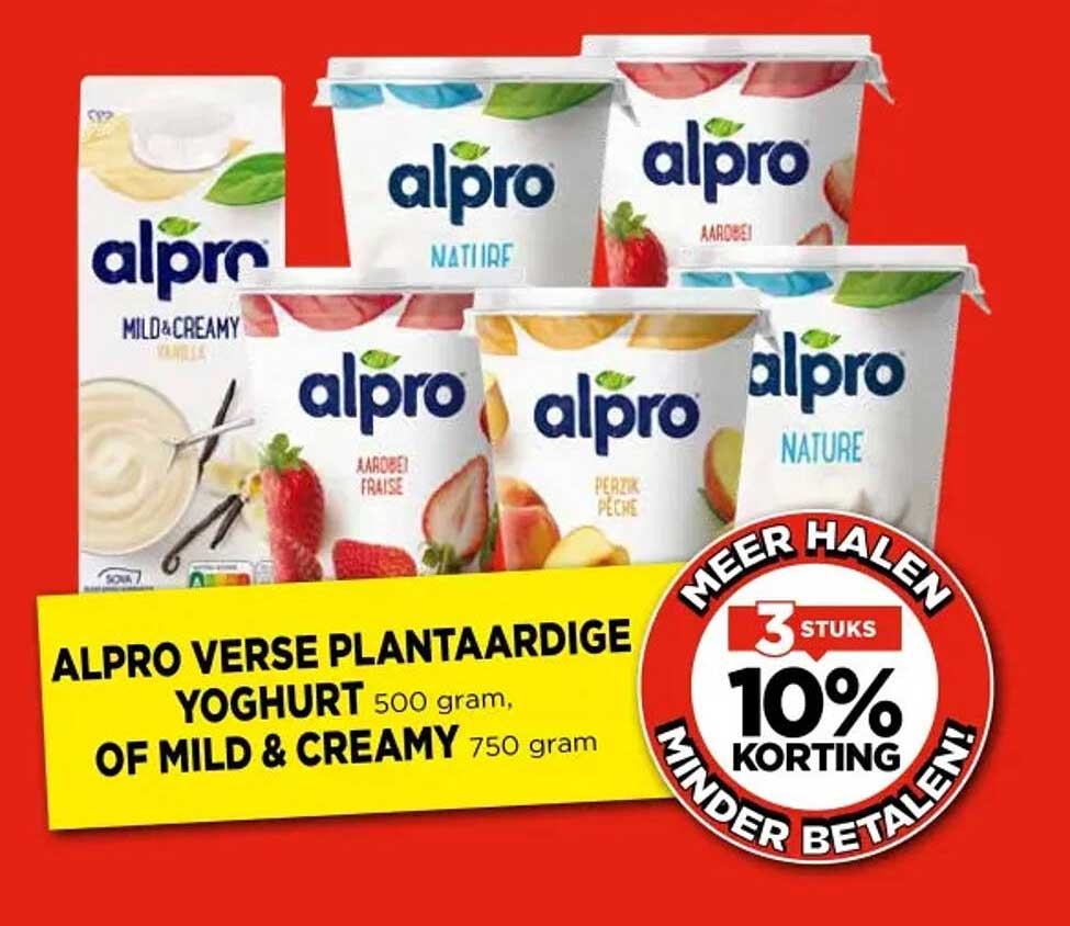 ALPRO VERSE PLANTAARDIGE YOGHURT 500 GRAM, OF MILD & CREAMY 750 GRAM