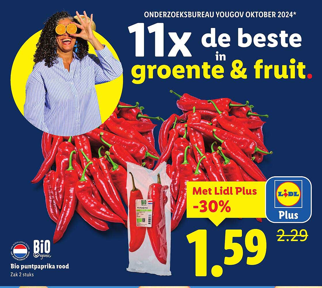 Bio puntpaprika rood Zak 2 stuks