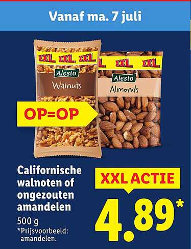 Californische walnoten of ongezouten amandelen 500 g
