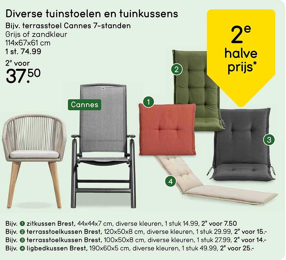 Diverse tuinstoelen en tuinkussens
