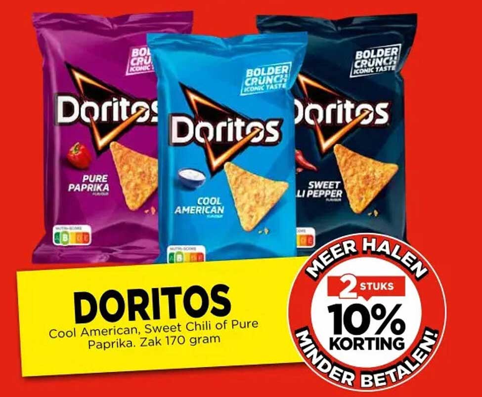 DORITOS Cool American, Sweet Chili of Pure Paprika. Zak 170 gram.