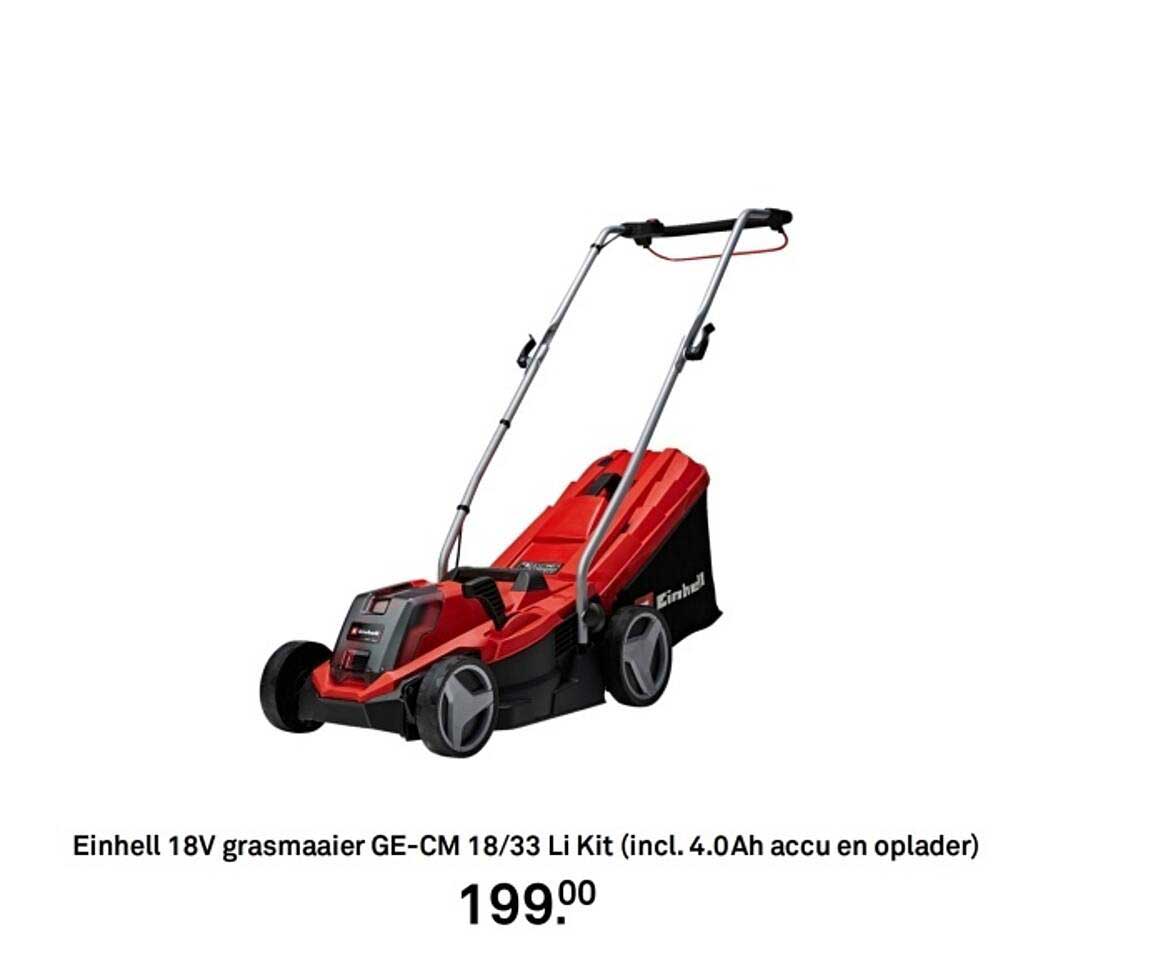Einhell 18V grasmaaier GE-CM 18/33 Li Kit (incl. 4.0Ah accu en oplader)
