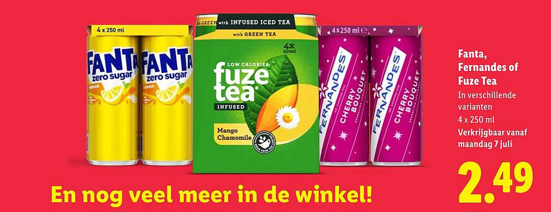 Fanta, Fernandes of Fuze Tea in verschillende varianten