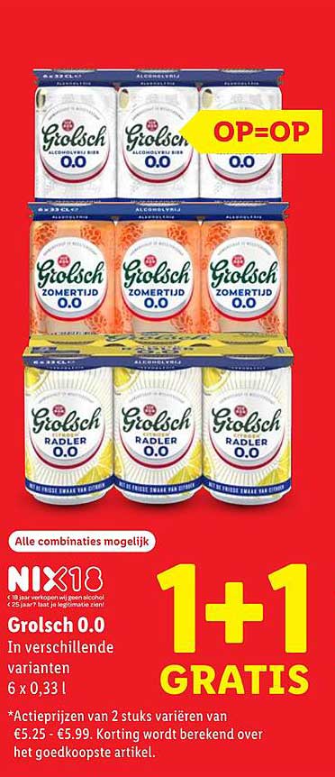Grolsch 0.0 In verschillende varianten 6 x 0,33 l
