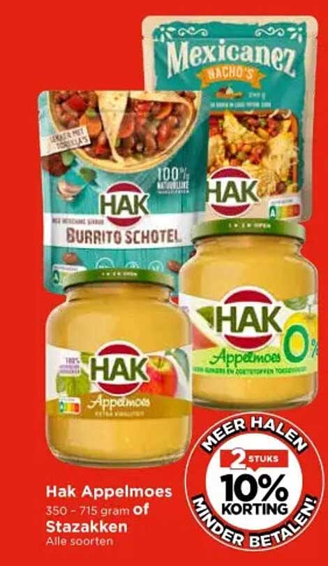 Hak Appelmoes 350 - 715 gram of Stazakken Alle soorten