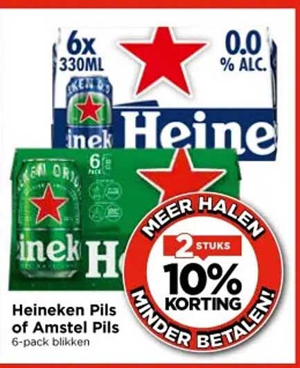 Heineken Pils of Amstel Pils 6-pack blikken