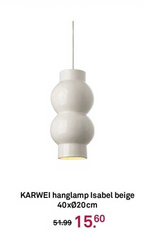 KARWEI hanglamp Isabel beige 40xØ20cm