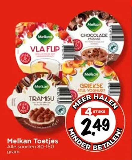 Melkan Toetjes 4 stuks voor €2,49
