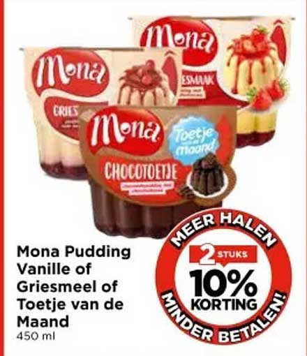 Mona Pudding Vanille of Griesmeel of Toetje van de Maand