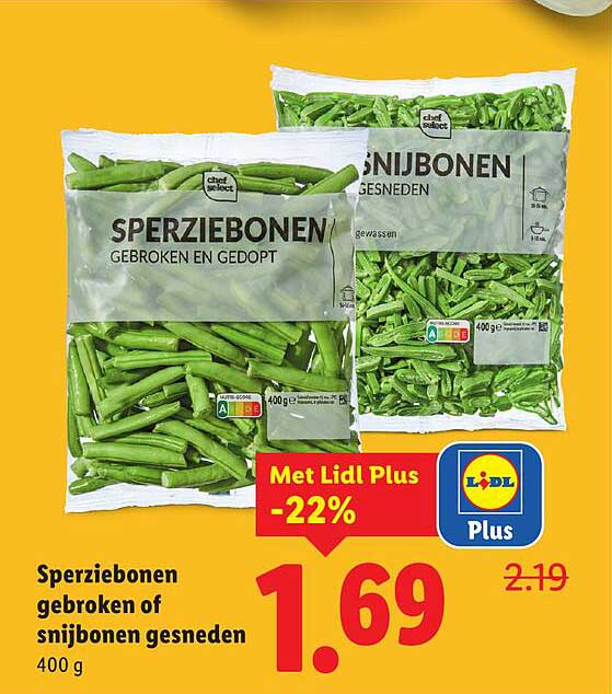Sperziebonen gebroken of snijbonen gesneden