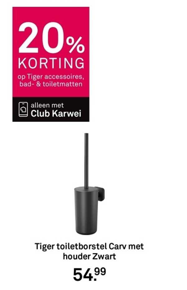 Tiger toiletborstel Carv met houder Zwart