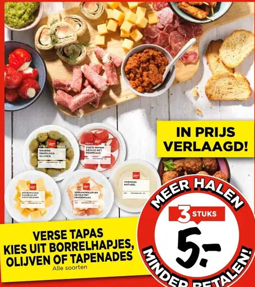 VERSE TAPAS KIES UIT BORRELHAPJES, OLIVEN OF TAPENADES