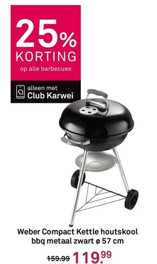 Weber Compact Kettle houtskool bbq metaal zwart ø 57 cm