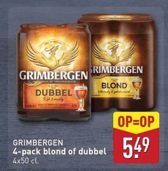 GRIMBERGEN 4-pack blond of dubbel 4x50 cl