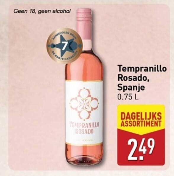 Tempranillo Rosado, Spanje 0.75 L.