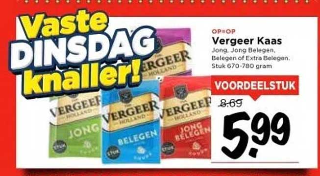 Vergheer Kaas Jong, Jong Belegen, Belegen of Extra Belegen, Stuk 670-780 gram