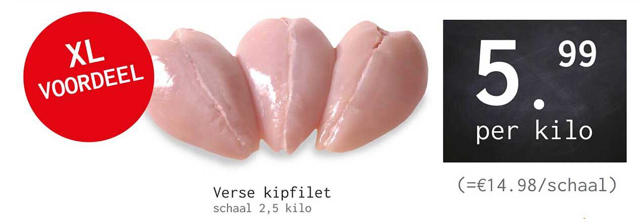 Verse kipfilet schaal 2,5 kilo