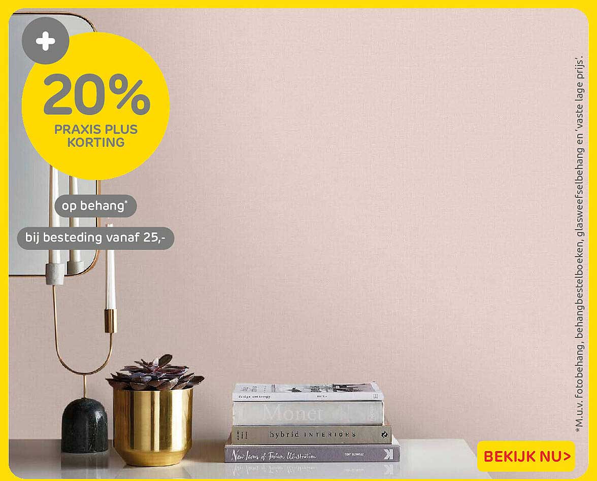 20% Praxis Plus korting op behang* bij besteding vanaf 25,-