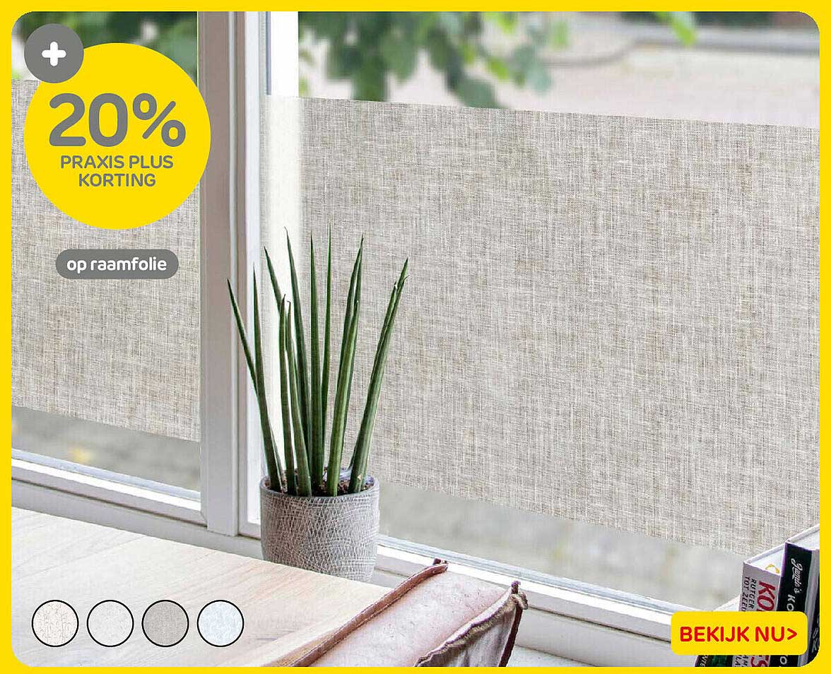 20% Praxis Plus korting op raamfolie