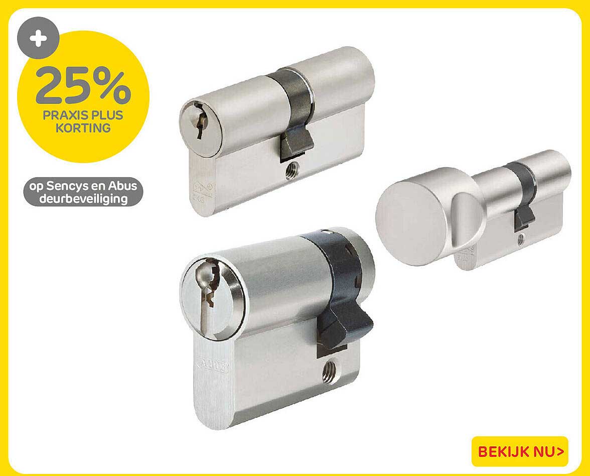 25% Praxis Plus korting op Sencys en Abus deurbeveiliging