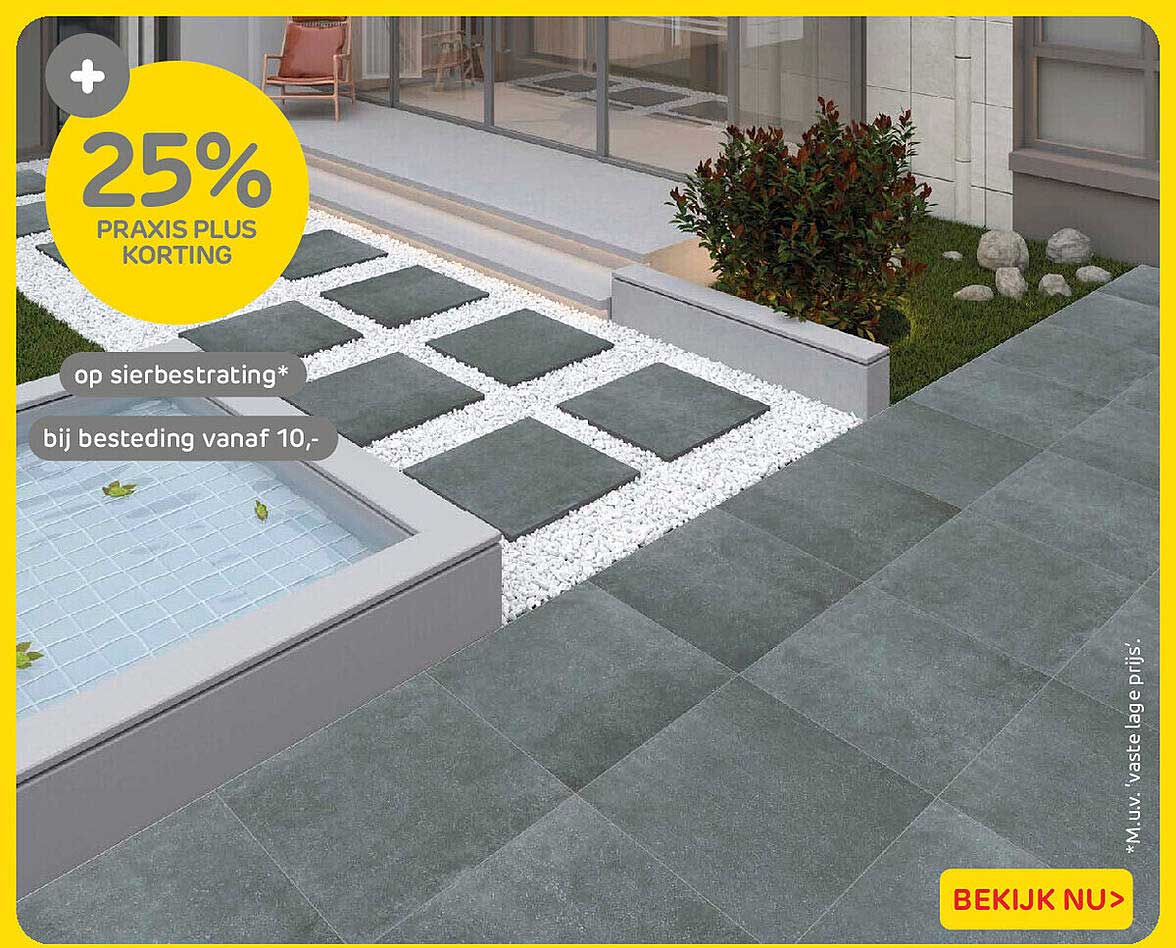25% Praxis Plus korting op sierbestrating*