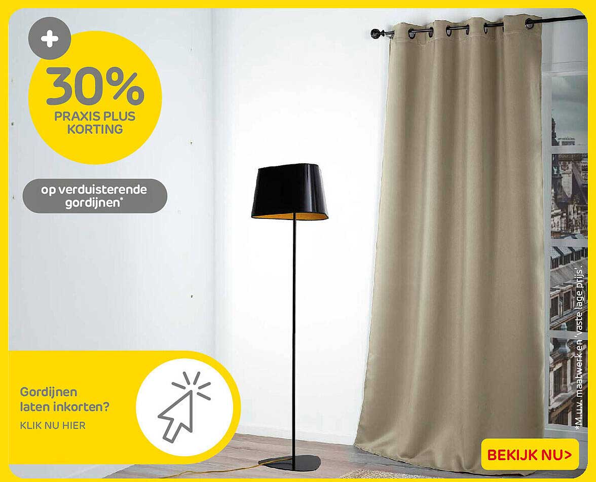 30% Praxis Plus korting op verduisterende gordijnen*