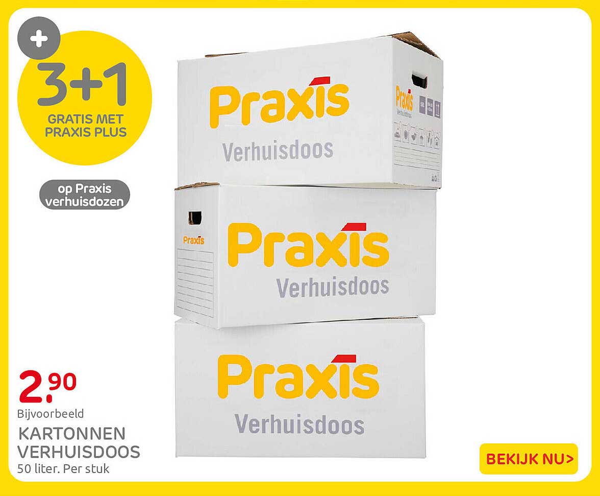 3+1 gratis met Praxis Plus op Praxis verhuisdozen