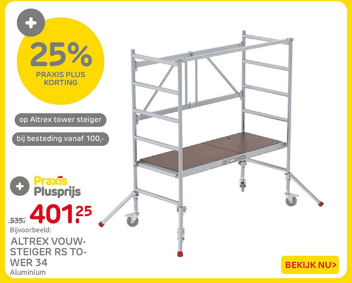 ALTREX VOUW-STEIGER RS TOWER 34 Aluminium 25% PRAXIS PLUS KORTING
