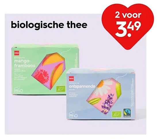 biologische thee 2 voor 3.49