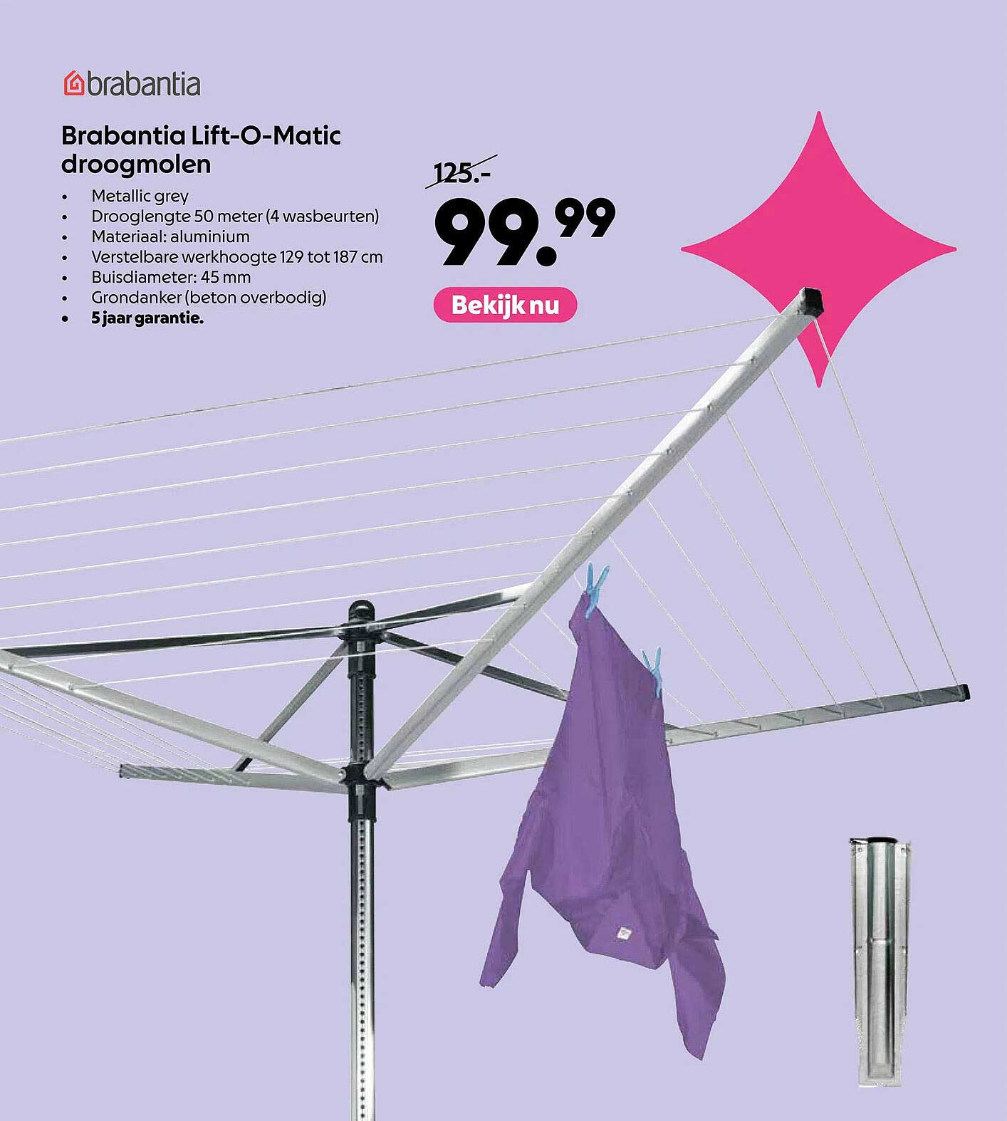 Brabantia Lift-O-Matic droogmolen