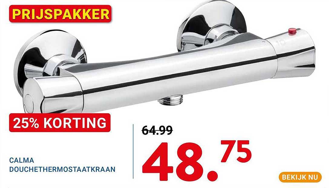 CALMA DOUCHETHERMOSTAATKRAAN 25% KORTING