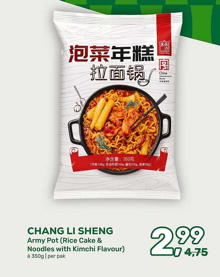 CHANG LI SHENG Army Pot (Rice Cake & Noodles with Kimchi Flavour) á 350g | per pak