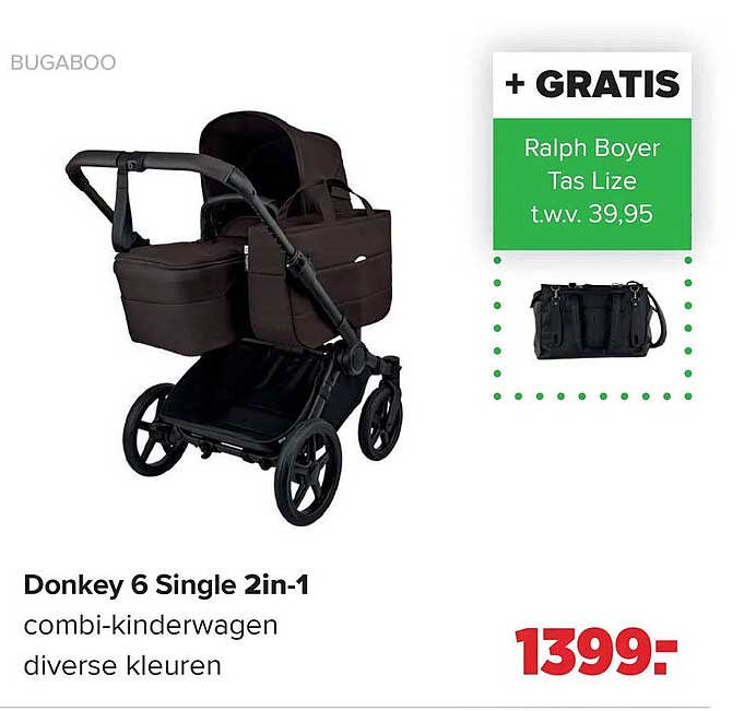Donkey 6 Single 2in-1 combi-kinderwagen diverse kleuren + GRATIS Ralph Boyer Tas Lize t.w.v. 39,95