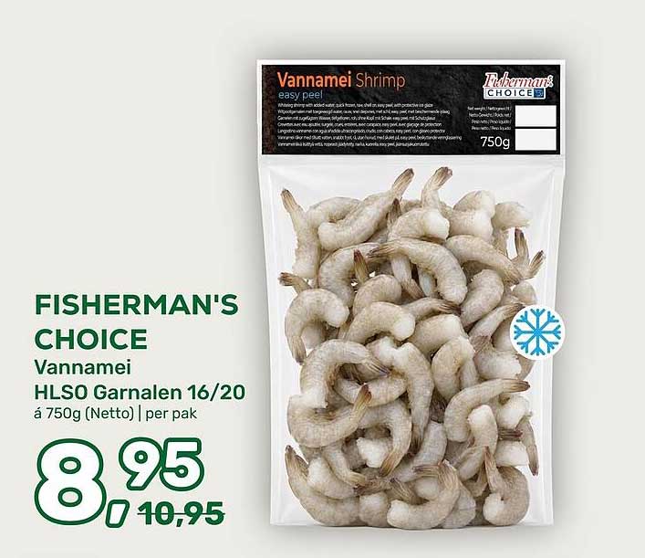 FISHERMAN'S CHOICE Vannamei HLSO Garnalen 16/20 à 750g (Netto) | per pak