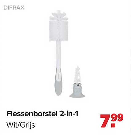 Flessenborstel 2-in-1 Wit/Grijs