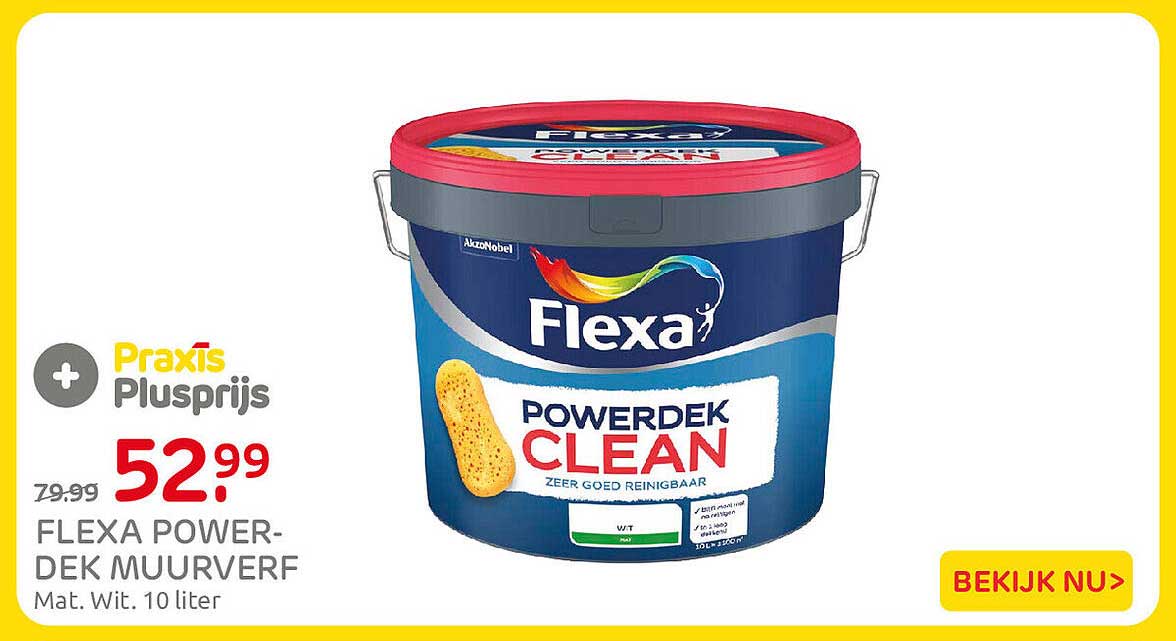 FLEXA POWER-DEK MUURVERF Mat. Wit. 10 liter