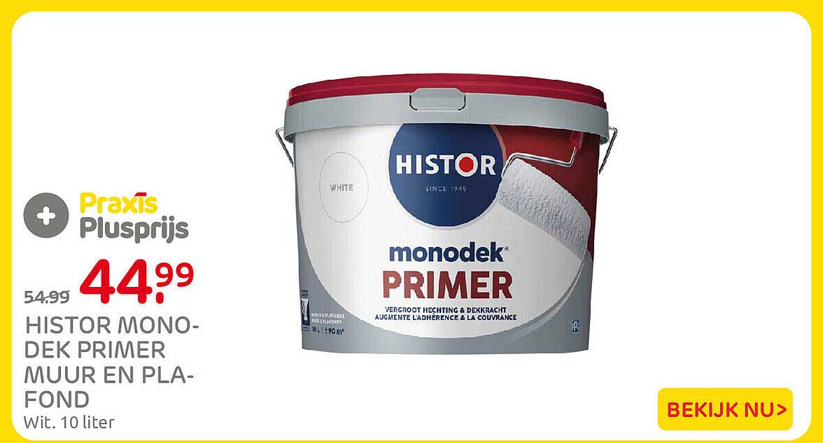 HISTOR MONODEK PRIMER MUUR EN PLA-FOND Wit, 10 liter