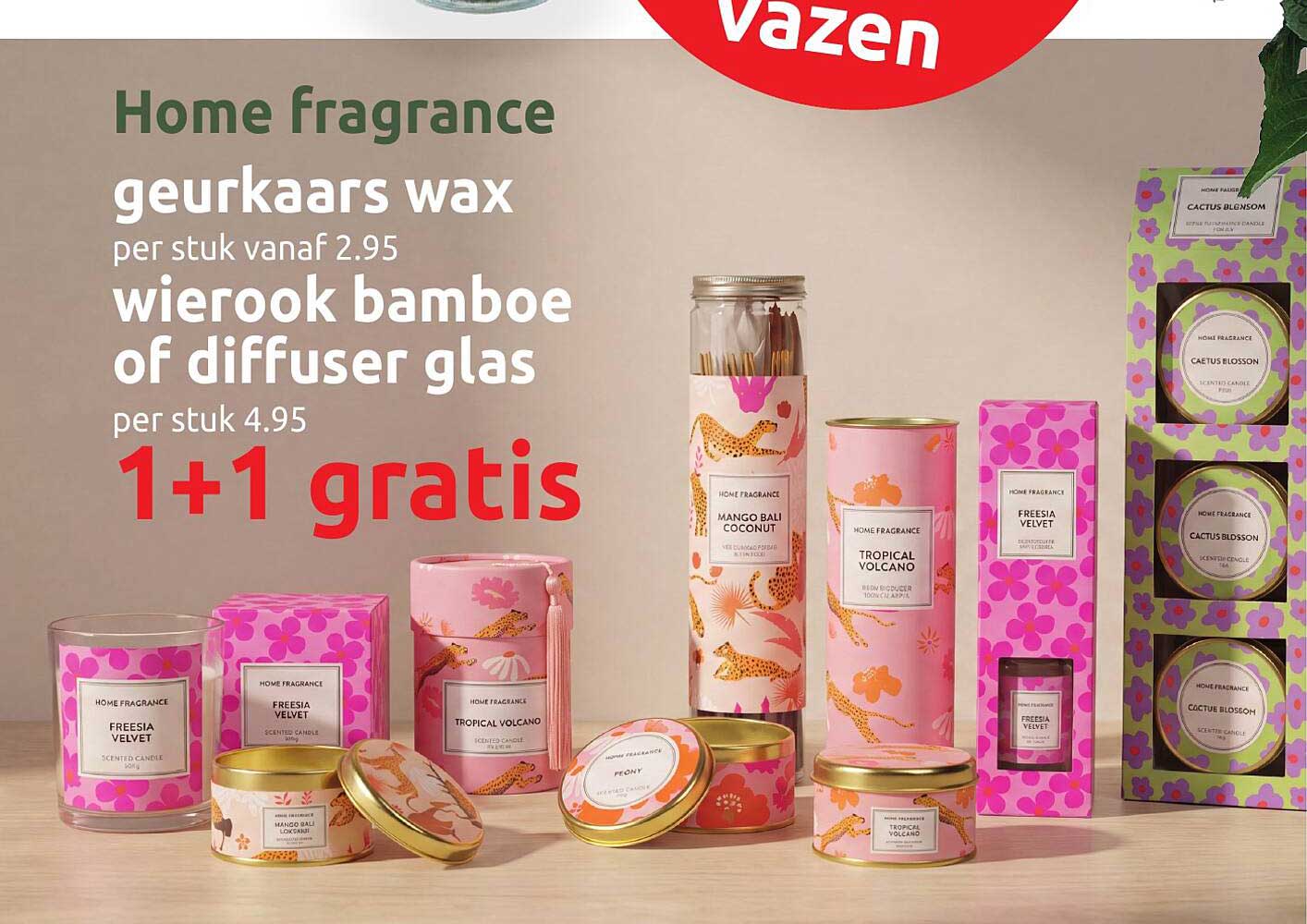 Home fragrance geurkaars wax per stuk vanaf 2.95 wierook bamboe of diffuser glas per stuk 4.95 1+1 gratis