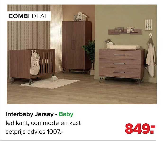 Interbaby Jersey - Baby ledikant, commode en kast setprijs advies 1007,-