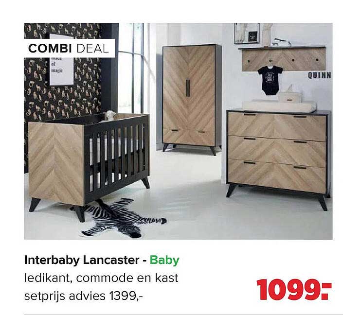 Interbaby Lancaster - Baby ledikant, commode en kast setprijs advies 1399,-