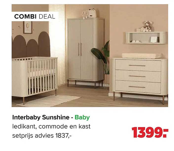 Interbaby Sunshine - Baby ledikant, commode en kast
