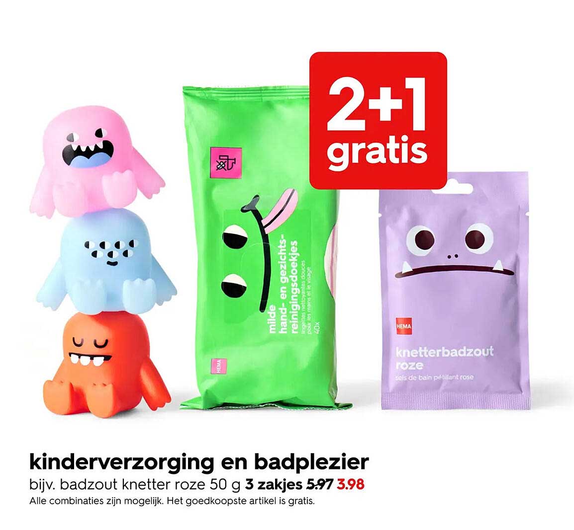kinderverzorging en badplezier 2+1 gratis